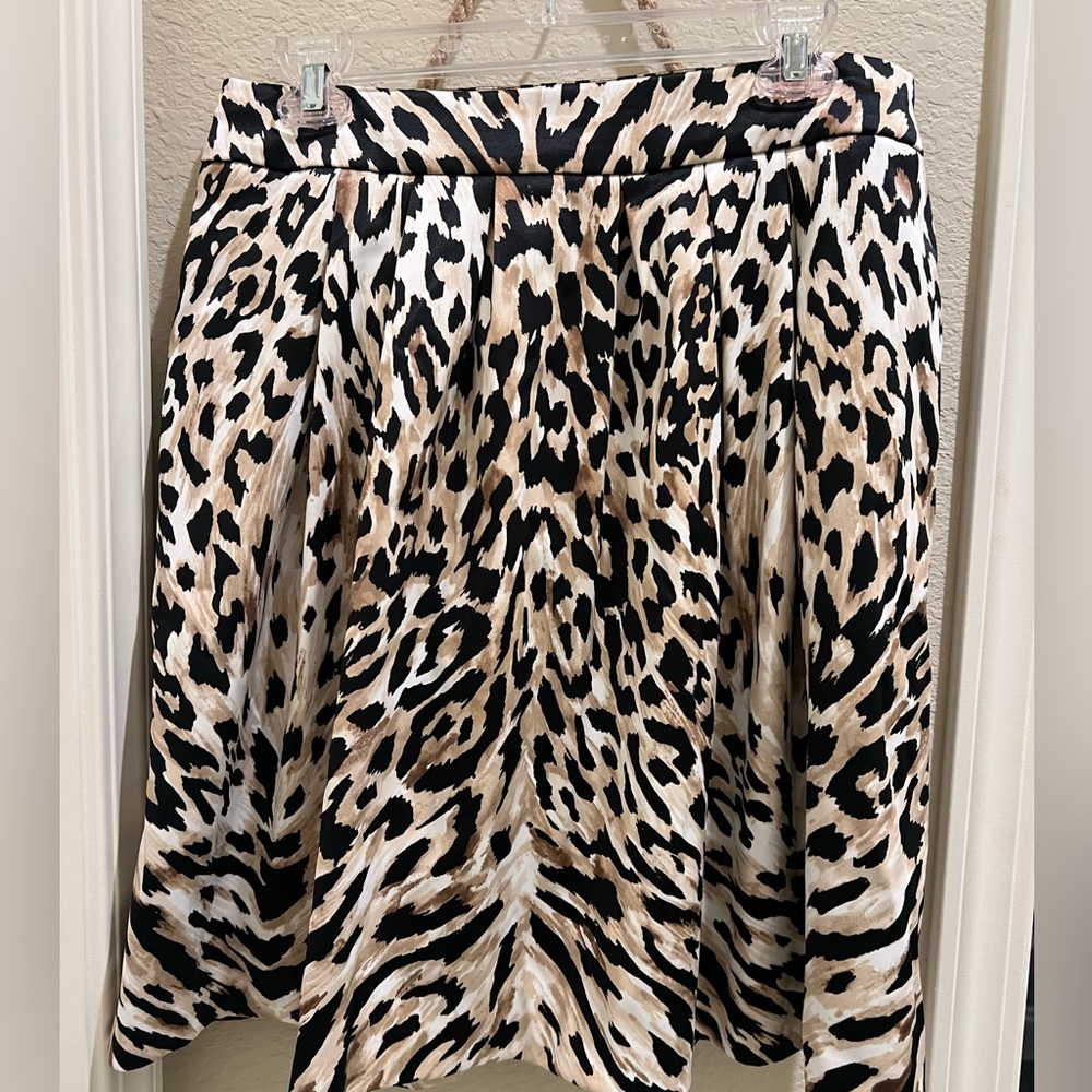 WHBM Satin Animal Print Skirt